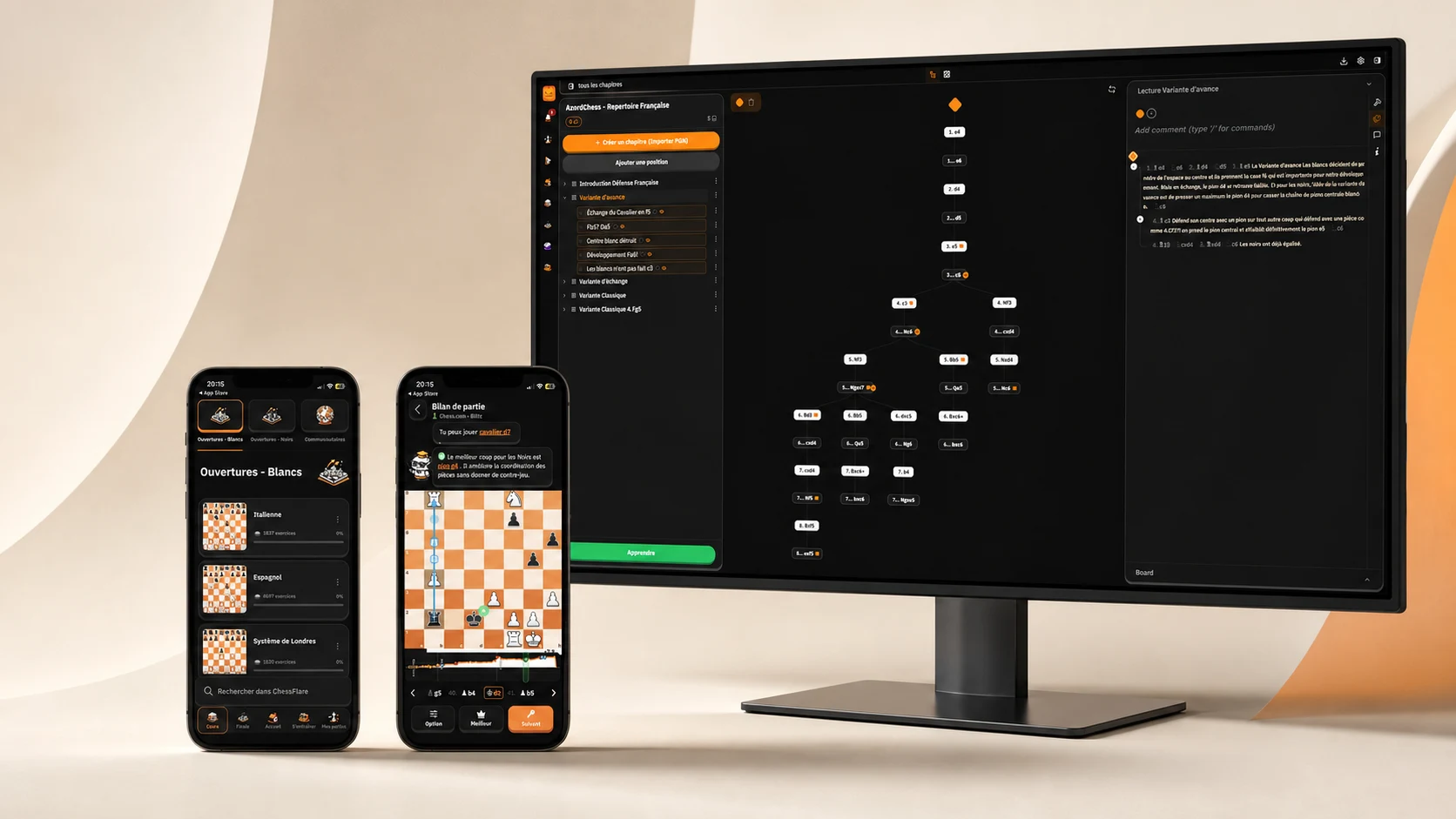 Mockup de ChessFlare, SaaS web et application mobile soutenus par une stratégie UGC, SEO et Meta Ads